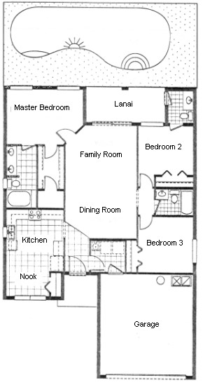 3 bedroom Florida villa layout map